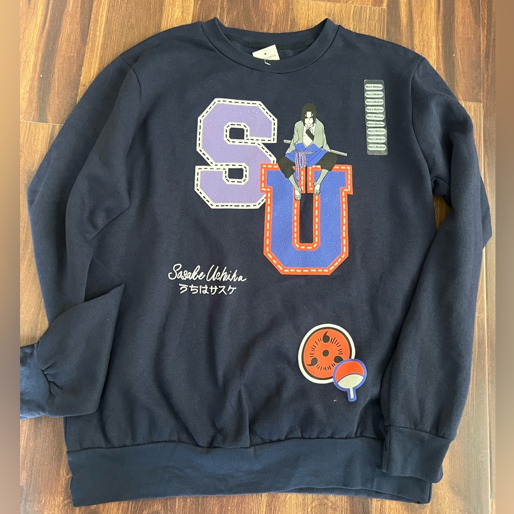 Ripple Junction Naruto Shippuden Sasuke Uchiha Blue Sweatshirt Mens Size Medium